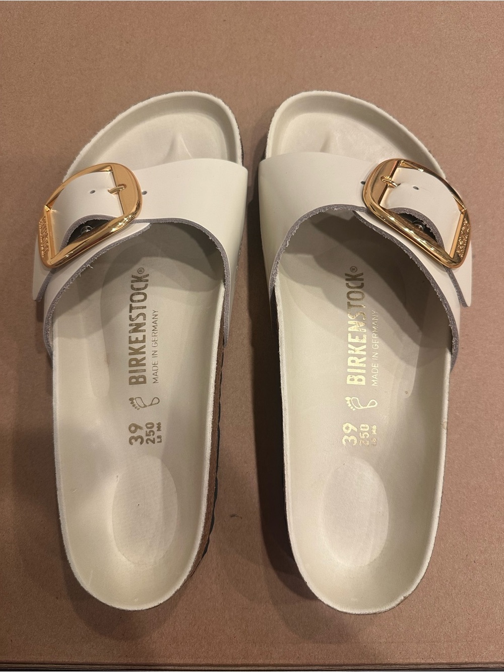 Birkenstock Madrid Cream Gloss Slides - Picture 8 of 10